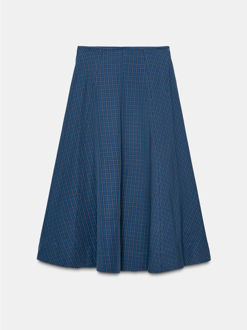 ZARA Blue Plaid A-Line Midi Skirt size XS